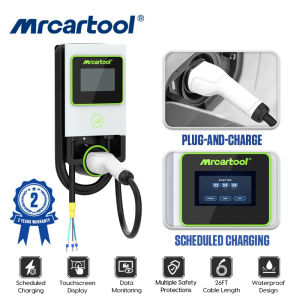 🔥Special Price🔥 MRCARTOOL S311 7KW 32A Fast Charging EV Charger Touch Screen Data Display Home Charging Stations Scheduled Charging & Smart Swipe Charging EV Wall Charger 26FT Cable Type 2 EV Charger Single-phase Electricity