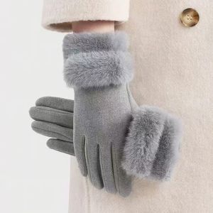 DRESSPLUS Chống gió Găng tay da lộn Màu sắc đồng nhất Màn hình cảm ứng Găng tay đầy đủ ngón tay Thường ngày Thoải mái Găng tay mùa đông cho phụ nữ Thể thao