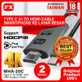 Kabel MHL USB Type C 3.1 to HDMI TV Converter 4K PX MHA-20C 2 Meter. 