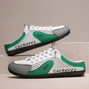 GESH Mules Canvas Sneakers for Men Korean Style Half Slippers Fashion Flats Half Drag Shoes Male Trend Open Heels Skate Board Shoes Men Half Shoes Outdoor Half Slippers Ratings #BX511