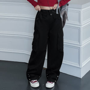 Rolanko Pants for Teens Girls Casual Korean Trousers Kids Students Cargo Jogger Sport Hip Hop Dance Loose Pants 5-14 Years