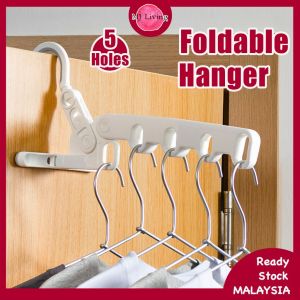 Foldable 5 Holes Clothes Hanger Folding Drying Rack Heavy-Duty Drying Rack 360 Degree Hook Portable Travel Hanger