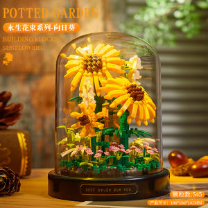 Mainan Bricks Bunga mawar merah DIY Blok Bangunan Dekorasi Desktop Mainan Anak Perempuan