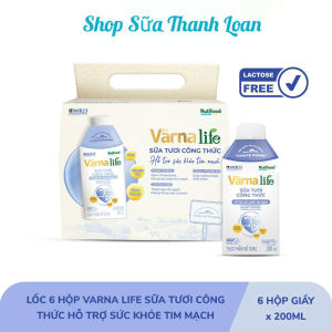 (HSD T5-2026) Thùng 12 Hộp/ Lốc 6 Hộp Giấy Varna Life Sữa Tươi Công Thức Hỗ Trợ Tim Mạch (Tím) 200ml.
