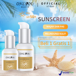 【BPOM certification】 ONLYOU Sunscreen Cream Super UV Sunscreen SPF50+ PA+ Skin Care - 50g Tahan Air dan Tahan (Sunblock Untuk Kulit Cerah Terlindungi)