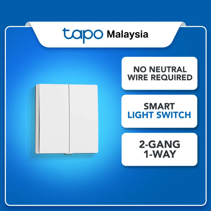 TP‑Link Tapo S220 2‑Gang 1‑Way Smart Light Switch – No Neutral Wire, Battery‑Powered, App & Voice Control (Hub Required)