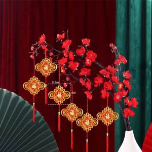 2023 Rabbit Chinese New Year Decorations Spring Festival Pendants Flocking Potted Hanging Ornament Red Bonsai Decor