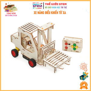 Xe Nâng Điều Khiển Từ Xa - Mô hình lắp ráp gỗ đồ chơi quà tặng giáo cụ khoa học công nghệ sáng tạo stemsanpi