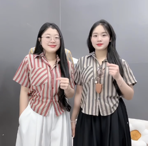 Áo sơ mi Bigsize nữ kẻ sọc ngắn tay form rộng vải linen xước thoáng mát nhiều màu trẻ trung 55-92kg A288