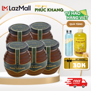 Combo 5 Hũ Mật ong hoa Xuyến chi Phúc Khang cao cấp 500g/hũ - Nguyên chất từ thiên nhiên - Giảm ho viêm họng tăng sức đề kháng bồi bổ cơ thể