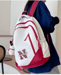 กระเป๋าสะพายหลัง กระเป๋าเป้ สไตร์นักเรียนเกาหลี มีช่องใส่น้ำข้างๆ ปรับสายได้ ขนาดใหญ่ จุของได้เยอะ พร้อมส่ง 4 สี