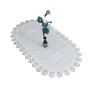 Dining Coffee Table Cover With Embroidery Lace Trim Elegant Mesh Doily Fabric Tablecloth For Living Room Home Decors