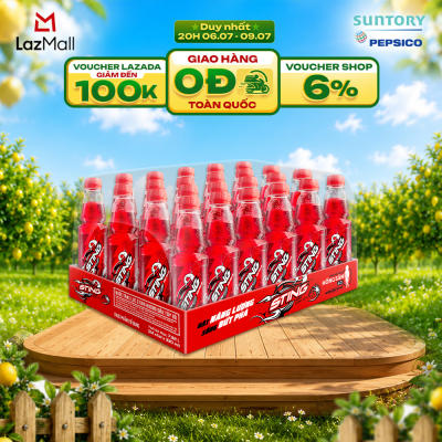 [SALE 7.7] Thùng 24 Chai Nước Tăng Lực Sting Dâu (330ml/chai) | Lazada Việt Nam