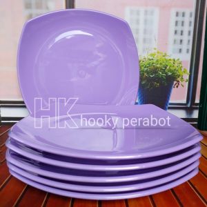 6 PCS PIRING KOTAK MELAMIN 9 INCH LILAK TEBAL PIRING SAJI KOTAK DATAR