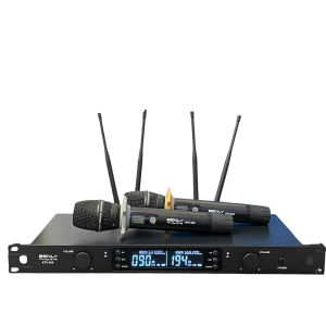 Micro không dây karaoke Benly KTV 450 4 sóng ít hú có tự ngắt.