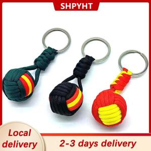 [COD] SHPYHT Local delivery Ship within 24 hours Military Parachute Woven Rope Ball Keychain Lanyard Key Ring Monkey Fist Key Chains Outdoors Survival Tool Jewelry