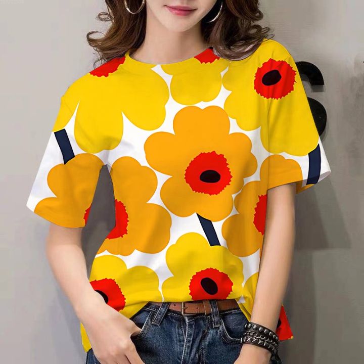 Fashion Women's T-Shirt Summer T Shirt for Women Casual Round Neck Top ...