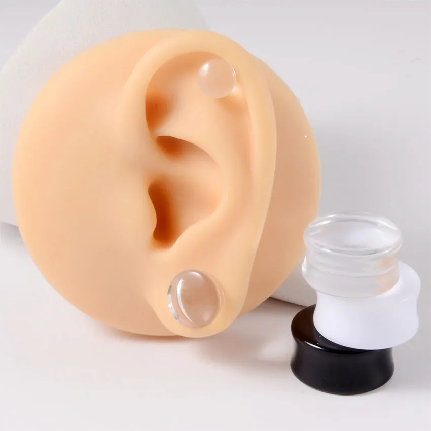 VERAMI 6-Piece Heart Shape Acrylic Ear Tunnels Set - Stretcher Plugs In White, Black, Clear