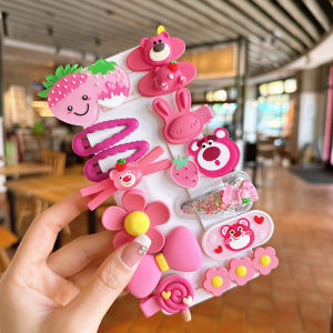 Bestella💗Jepit Rambut Beruang Stroberi Serbaguna Jepit Rambut Gadis Klip Rambut Kartun Poni Lucu