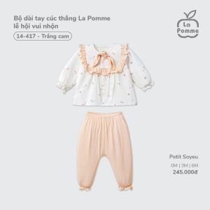 Bộ dài tay cúc thẳng La Pomme lễ hội vui nhộn - Sợi Petit Soyeu thoáng mát – Bé gái - 0M - 6M