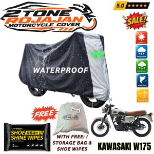 Kawasaki W175 2Tone Rojajan Motor Cover Waterproof with Wipes& Rojajan Sticker+Bag Stylish Motorcycle Cover safe sa Ulan