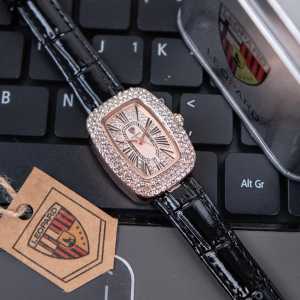 Jam Tangan Wanita LEOPARD 8084 Original Tali Kulit Tanggal Aktif Full Diamond FREE BOX DAN FREE BATERAI CADANGAN