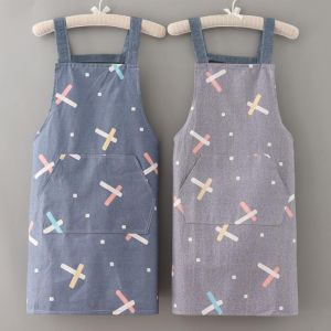 HJKL Breathable Canvas Apron Stain Resistant Thin Cooking Apron Cute Fashionable Kitchen Apron Home Use