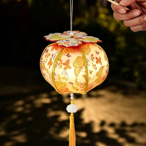 JPTD with Tassel Handheld Persimmon Lantern Blessing Traditional Luminous Ancient Lantern Party Decoration DIY Making Pack Portable Glowing Lamp Mid Autumn