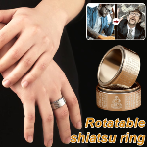 Guardian Heart Sutra Rotatable Fortune Ring Stress Relief Wealth Attracting Band Fashionable Titanium Steel Ring