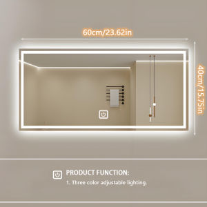 Bathroom Mirror with led light Wall Smart Makeup Mirro Home Toilet Dimmable Decor Easy Install Waterproof