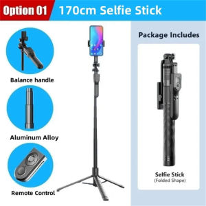 1700mm Wireless Selfie Stick Tripod Stand Foldable Monopod With Led Light For Smartphones Balance Steady Shooting Live