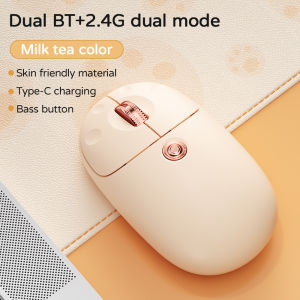 BOW MD198L Colourful Wireless Mouse BT and 2.4G Dual-mode Colourful Type-C Rechargeable Ergonomic Cat Claw Mute Mice Metal Plating Roller for Windows Tablet Laptop