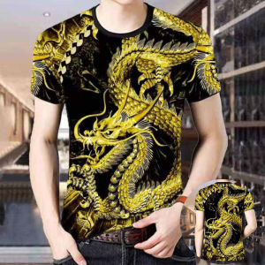 TAILOR ผู้ชายสบาย ๆ กีฬาสูทฤดูร้อนแขนสั้นเสื้อยืดกางเกงขาสั้นรุ่นเกาหลีเทรนด์ยี่ห้อมังกรรูปแบบบวกขนาดสองชิ้น