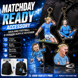 Haaland Acrylic Keychain Q版 Cartoon Football Star Keyring Cute Soccer Player Pendant Anime Style Key Chain Accessory Gift for Fans