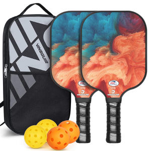 Ben Pickleball Vinsguir Bộ 2 vợt kèm túi đeo vợt pickleball chính hãng sợi thủy tinh tiêu chuẩn thi đấu USAPA phiên bản màu đỏ galaxy 2024