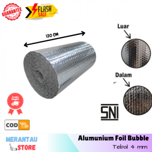 1 Roll Alumunum Foil Bubble Peredam Panas Atap Rumah 25 Meter Tebal Insulasi Genteng Penahan Panas 4 mm