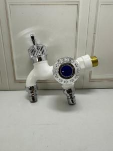 Kran Shower Double 2 Kran Cabang Engkol Kran Cabang Kamar Mandi PVC Keran Cabang Shower ABS Kran Air Double Plastik Kamar Mandi Toilet WC 1/2 Inc