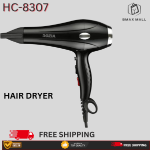 ROZIA HC-8307 Pengering Rambut Cepat Kering Ionik dengan Udara Panas/Sejuk Meningkatkan Kilauan Pemegang Boleh Dilipat Palam 3 Pin