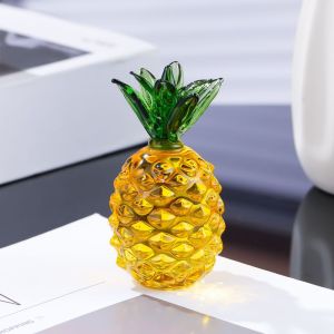 水晶菠萝 旺来黄梨 招财 开运 纳福 家居摆件 送礼佳品 装饰品 Natural Gold Crystal Wealth Pineapple Money Home Decor Crystal Glass Pineapple Decor Gifts for Good Luck