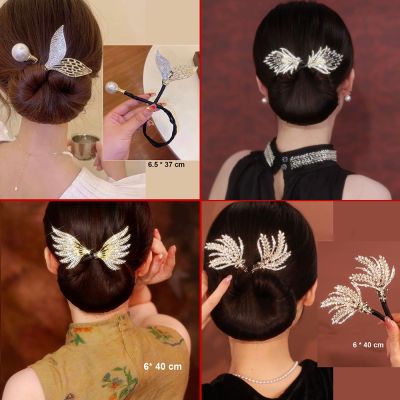 High-grade rhinestone feather twist clip lazy hair accessories ball head fixed hair clip