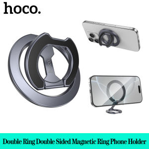 HOCO GH9 Double Sided Magnetic Ring Mobile Phone Holder Finger Double Strong Magnetic Ring Holder 360°Rotation Stand Portable Magnetic Double Finger Ring Holder For Phone 17 16 15 14 13 12 Samsung Smartphone Universal Holder