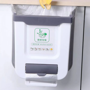HW 10L Foldable Hanging Punch-free Trash Bin Cupboard Cabinet Hanging Garbage Bin Indoor Kitchen Rubbish Basket Basurahan
