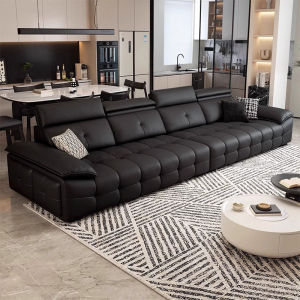 👍Genuine Leather Sofa(FREE DELIVERY&INSTALL)Type 308 Adjust Headrest Sofa Handrail with Stool