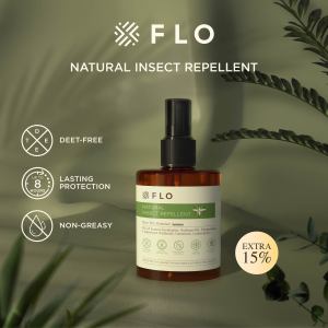FLO Natural Insect Repellent 70ml - DEET Free 8hrs Protection Non-Greasy Cool Feeling Refreshing Scent