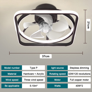 Crown Ceiling Fan With Light Black/Gold LED Lighting Ceiling Fan Exhaust Fan