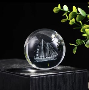 [Local Stock] Creative 3D LED Oriental Dragon Ship ball Crystal Ball Bedroom night Warm sleep light decorative wood base