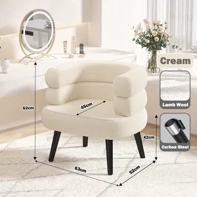 Modern Accent Chair Single Cuddly Sherpa Lazy Sofa for Living Room Bedroom Salon and Office Curved Design Backrest Comfortable Reading Couch Chair