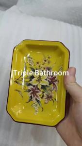 1pc European Flower Pattern Ceramics Soap Dish Soap Packaging Boxes Household Bathroom Storage Supplies Restroom Shower Supplies