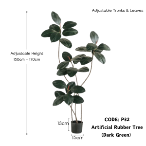 【SG Evergreen】Artificial Plant in Pot Artificial Rubber Tree Adjustable Fake Plants Tall Plant Real Touch Rubber Tree Fake Tree for Home Office Decor Nordic Plants