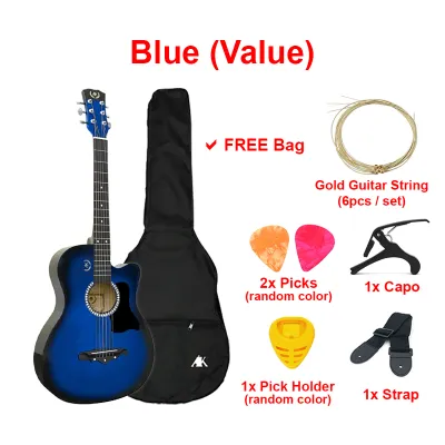 AK Guitar - 38 Inch Acoustic Guitar AK-011C (FREE BAG & TRUSS ROD) + Accessories Set | Gitar Akustik Gitar Kecil Murah Cutaway